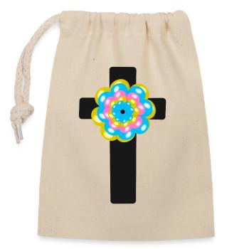 Croix Jésus Messie Croix - Sac cadeau en coton avec cordon (14 x 20 cm) - nature - Devant