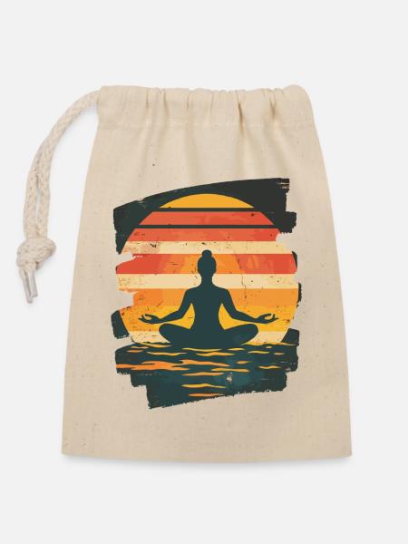 Yoga Namaste Meditation - Verschließbarer Geschenkbeutel aus Baumwolle (14x20cm) - Natur
