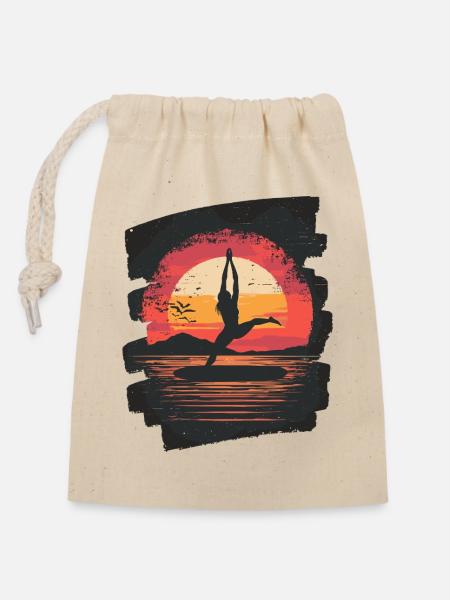 Yoga Namaste Meditation - Verschließbarer Geschenkbeutel aus Baumwolle (14x20cm) - Natur