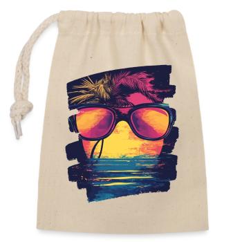 Sunglasses Summer Palm Trees - Closable cotton gift bag (14x20cm) - nature - Front