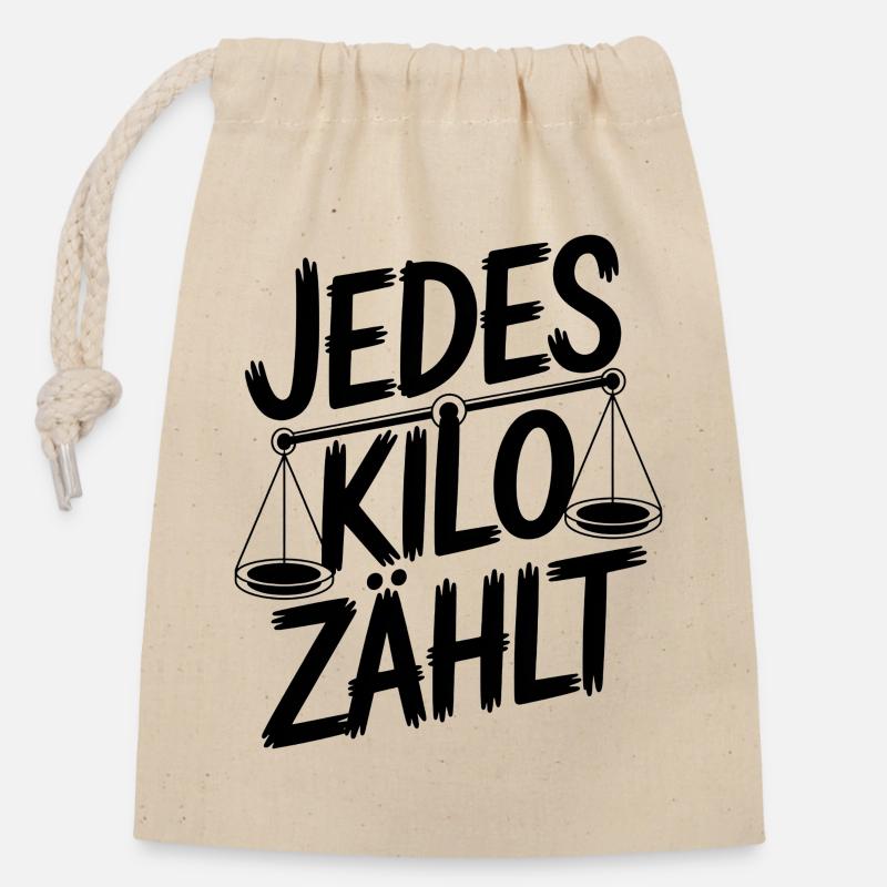 Every kilo counts - Closable cotton gift bag (14x20cm) - nature