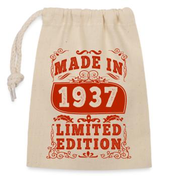 1937 anniversaire 1937 né en 1937 anniversaire - Sac cadeau en coton avec cordon (14 x 20 cm) - nature - Devant