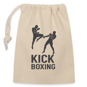 Kickboxing Fight Silhouette - Sac cadeau en coton avec cordon (14 x 20 cm) - nature - Devant