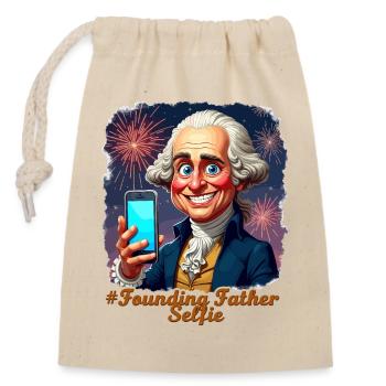 Founding Father Selfie - Closable cotton gift bag (14x20cm) - nature - Front