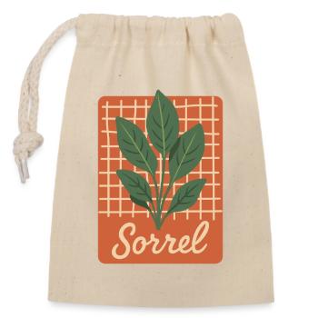 Sorrel - Botanische Kräuter Illustration Retro - Verschließbarer Geschenkbeutel aus Baumwolle (14x20cm) - Natur - Vorne
