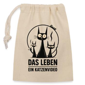 La vie : une vidéo de chat - Sac cadeau en coton avec cordon (14 x 20 cm) - nature - Devant