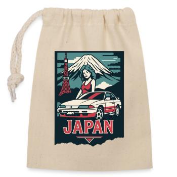 JAPAN JDM – Retro Car Poster with Fuji & Style - Closable cotton gift bag (14x20cm) - nature - Front