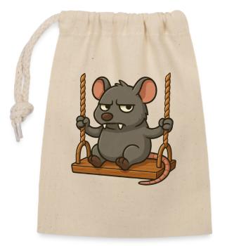 Mürrische Maus Ratte Schaukeln Genervt Angry - Verschließbarer Geschenkbeutel aus Baumwolle (14x20cm) - Natur - Vorne