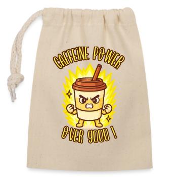KOFFEIN POWER ÜBER 9000! - Kawaii-Manga-Humor - Verschließbarer Geschenkbeutel aus Baumwolle (14x20cm) - Natur - Vorne