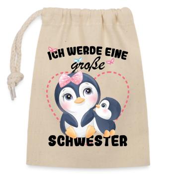 Announcing offspring I'm going to be a big sister in 2027 - Closable cotton gift bag (14x20cm) - nature - Front