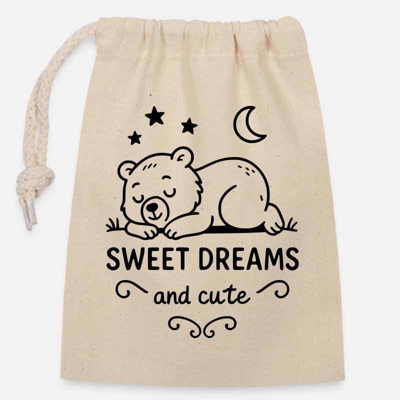 Rêves doux - Sac cadeau en coton avec cordon (14 x 20 cm) - nature
