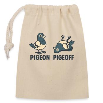 Pigeon debout et couché ON et OFF - Sac cadeau en coton avec cordon (14 x 20 cm) - nature - Devant