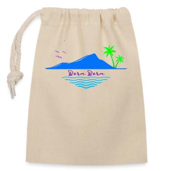 Bora Bora Palmen Insel Meer Traumstrand Souvenir - Verschließbarer Geschenkbeutel aus Baumwolle (14x20cm) - Natur - Vorne