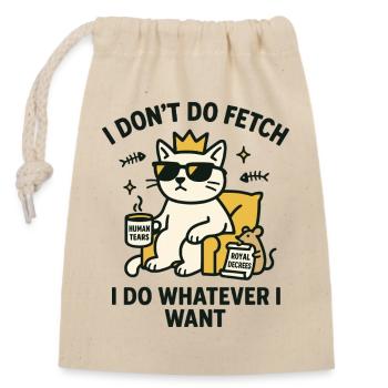 Cat king with freedom of desire - Closable cotton gift bag (14x20cm) - nature - Front
