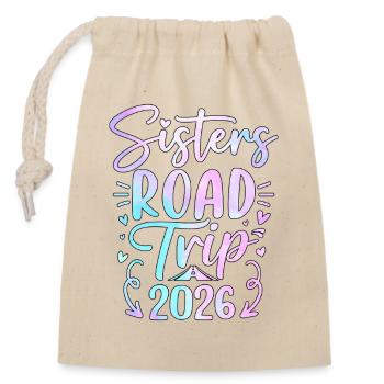 Sisters Road Trip 2026 Design - Closable cotton gift bag (14x20cm) - nature - Front