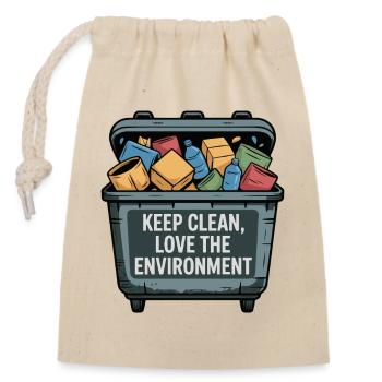 Conception de manchon de gestion des déchets respectueux de l'environnement - Sac cadeau en coton avec cordon (14 x 20 cm) - nature - Devant
