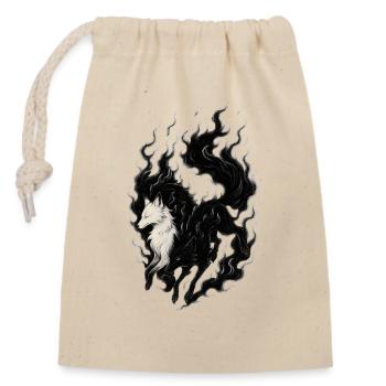 Mythic Wolf Fusion Ink Design, Yin Yang  - Closable cotton gift bag (14x20cm) - nature - Front