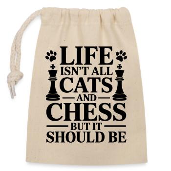 Schach Spruch Schachspieler Katze Schach Geschenk - Verschließbarer Geschenkbeutel aus Baumwolle (14x20cm) - Natur - Vorne
