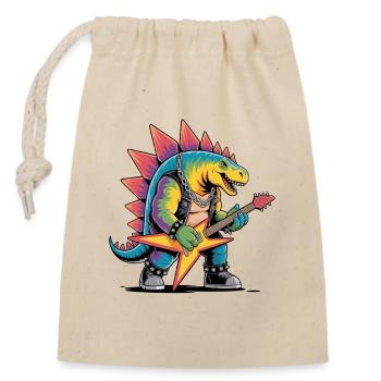 punk rock stégosaure dinosaure jouant de la guitare - Sac cadeau en coton avec cordon (14 x 20 cm) - nature - Devant