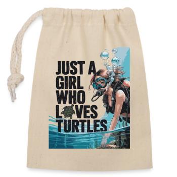 Just a girl who loves turtles - Verschließbarer Geschenkbeutel aus Baumwolle (14x20cm) - Natur - Vorne