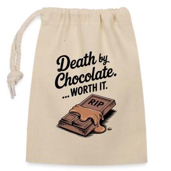 Death by Chocolate... Worth it - Closable cotton gift bag (14x20cm) - nature - Front