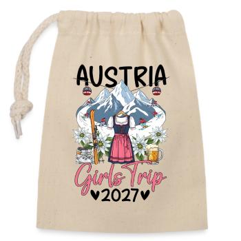 Voyage entre filles en Autriche 2027 - Sac cadeau en coton avec cordon (14 x 20 cm) - nature - Devant