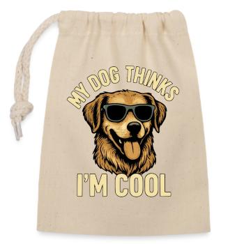 Casual dog with sunglasses design - Closable cotton gift bag (14x20cm) - nature - Front