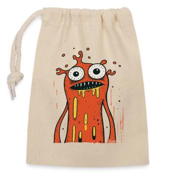 Cooles Monster Design - Verschließbarer Geschenkbeutel aus Baumwolle (14x20cm) - Natur - Vorne