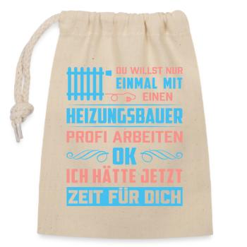 Chauffagiste Plombier Plombier de construction chauffage - Sac cadeau en coton avec cordon (14 x 20 cm) - nature - Devant