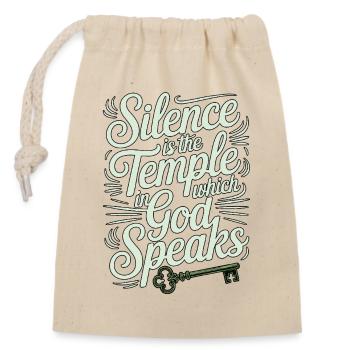 Silence – God Speaks Design - Verschließbarer Geschenkbeutel aus Baumwolle (14x20cm) - Natur - Vorne