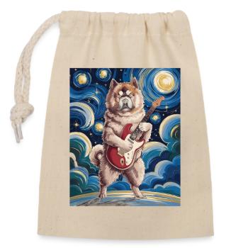 Starry Night Akita - Closable cotton gift bag (14x20cm) - nature - Front