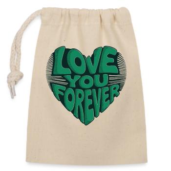 Love You Forever Herz Design - Verschließbarer Geschenkbeutel aus Baumwolle (14x20cm) - Natur - Vorne