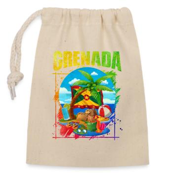 Tropical beach with Grenada motif - Closable cotton gift bag (14x20cm) - nature - Front