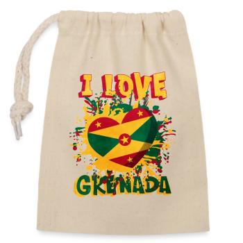 Artistic heart with Grenadana motif - Closable cotton gift bag (14x20cm) - nature - Front