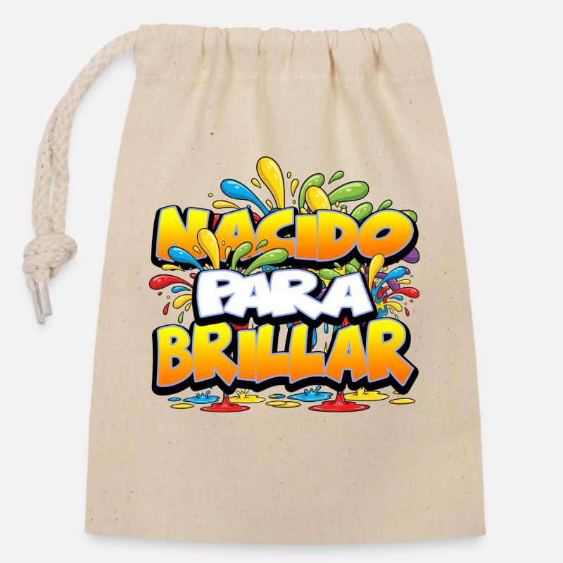 NACIDO PARA BRILLAR V2 - Closable cotton gift bag (14x20cm) - nature