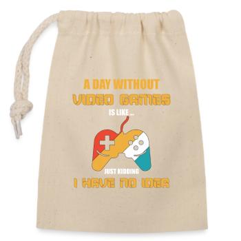 Day Without Video Games  - Closable cotton gift bag (14x20cm) - nature - Front