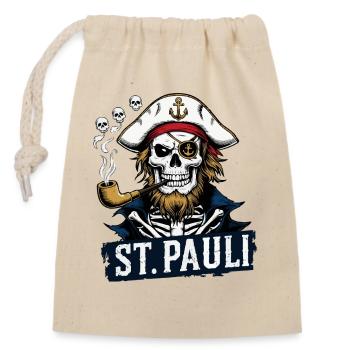 St.Pauli Kiez Hamburg Totenkopf Sankt Pauli - Closable cotton gift bag (14x20cm) - nature - Front