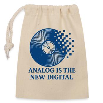 Analog Is The New Digital Vinyl Music - Closable cotton gift bag (14x20cm) - nature - Front