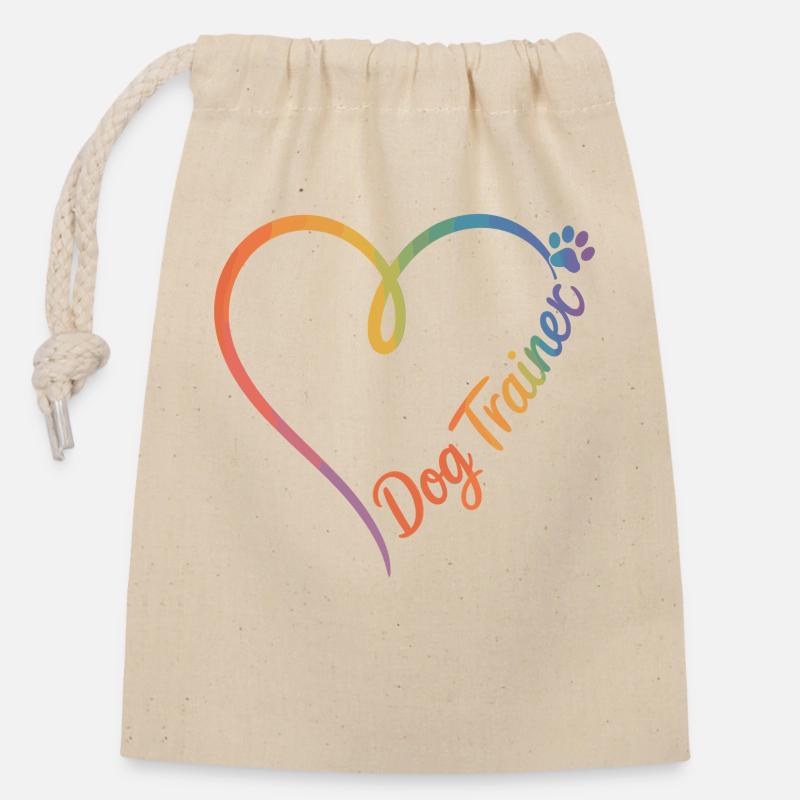 Hundetrainer Herz - Verschließbarer Geschenkbeutel aus Baumwolle (14x20cm) - Natur