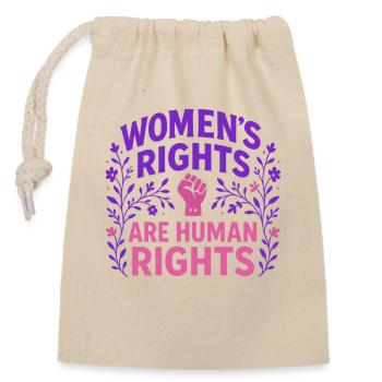 Les droits des femmes sont des droits humains - Sac cadeau en coton avec cordon (14 x 20 cm) - nature - Devant