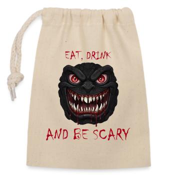 EAT DRINK AND BE SCARY HALLOWEEN Monster Mask - Closable cotton gift bag (14x20cm) - nature - Front