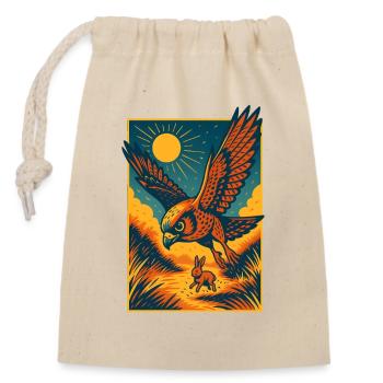 Majestic Hawk Hunting Bunny  - Closable cotton gift bag (14x20cm) - nature - Front