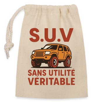 SUV ohne Nutzen echter Humor ironisches Auto - Verschließbarer Geschenkbeutel aus Baumwolle (14x20cm) - Natur - Vorne