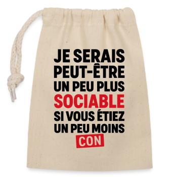 I might be more sociable if you were - Closable cotton gift bag (14x20cm) - nature - Front