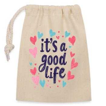 it's a good life - Verschließbarer Geschenkbeutel aus Baumwolle (14x20cm) - Natur - Vorne