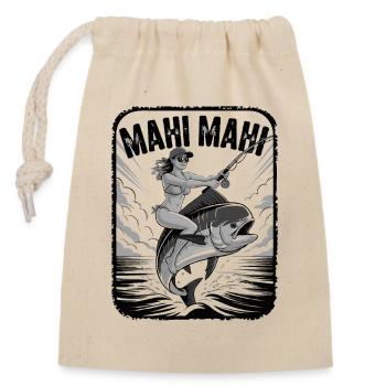 Mahimai Goldmakrele Traumfisch - Verschließbarer Geschenkbeutel aus Baumwolle (14x20cm) - Natur - Vorne