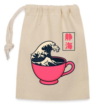 Die große Welle in der Teetasse - Verschließbarer Geschenkbeutel aus Baumwolle (14x20cm) - Natur - Vorne