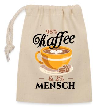 98 % Café, 2 % Humain - Bureau des Amateurs de Café - Sac cadeau en coton avec cordon (14 x 20 cm) - nature - Devant