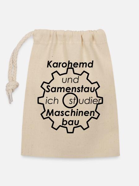 Unispruch "Karohemd und Samenstau" Studenten - Verschließbarer Geschenkbeutel aus Baumwolle (14x20cm) - Natur