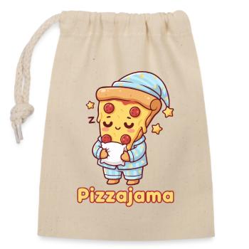 drôle pizza pyjama pizza dessin animé - Sac cadeau en coton avec cordon (14 x 20 cm) - nature - Devant